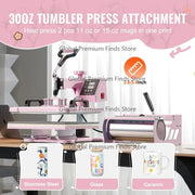 Charger l'image dans la visionneuse de galerie, Amocart Heat Press Machine 12x15inch  8in 1 Heat Transfer Machine 360° Swing Away T-Shirt for T-Shirts/Mugs/Hats/Plates Pink
