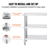 Amocart Stainless Steel Food Prep Table Commercial Kitchen Worktable w/Adjustable Undershelf Heavy Duty Prep Table Metal Table