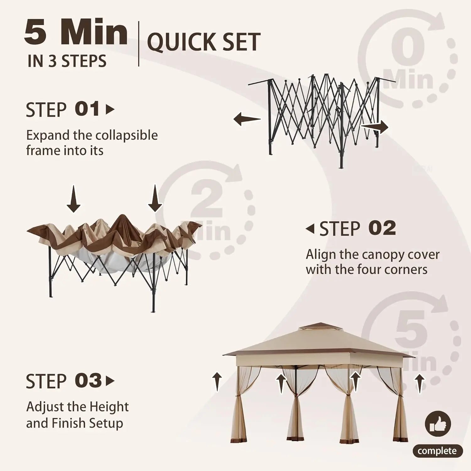 11x11 Pop Up Gazebo with Mosquito Netting – Easy 1-Person Setup, Water-Resistant Backyard Canopy for Family Patio & Garden Use,K