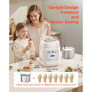 Load image into Gallery viewer, SucceBuy Upright Automatic Ice Cream Maker with Built-in Compressor 1 Quart No Pre-freezing Gelato Maker &amp; Frozen Yogurt Machine - AMOCART
