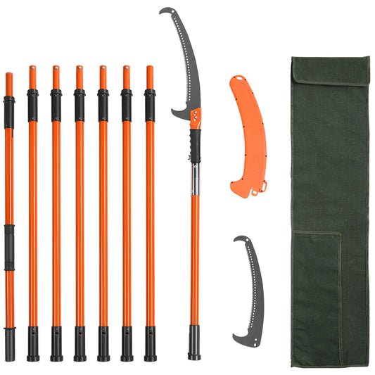 Manual Pole Saw Extendable Tree Pruner Sharp Steel Blade for Branches Trimming with Lightweight Aluminum Alloy Handle