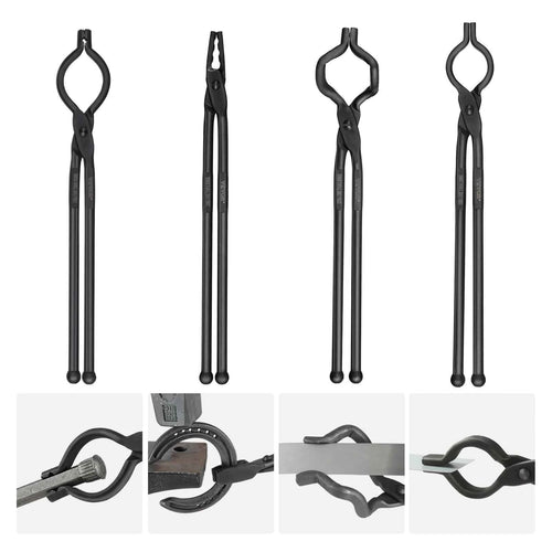 Amocart Blacksmith Tongs 18” V-Bit Bolt Tongs Wolf Jaw Tongs Z V-Bit Tongs and Gripping Tongs Carbon Steel Forge Tongs