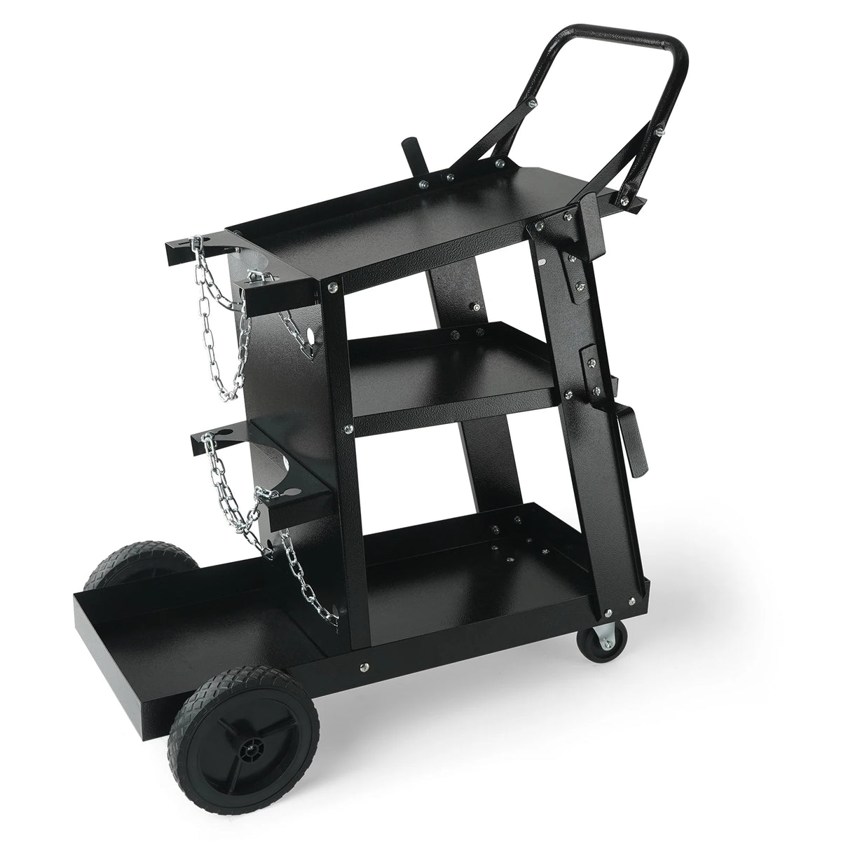 SucceBuy Welding Cart 3-Tier Welder Cart with Swivel Wheels Safety Chains Rolling Tank Storage for Plasma Cutter Welding Machine
