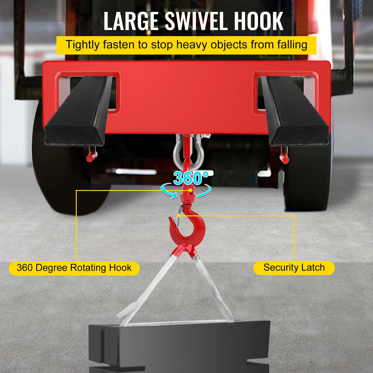 SucceBuy Forklift Lifting Hoist Swivel Hook Mobile Crane 4400 lbs 2 Ton Lift Mobile Crane Attachments for Garage Workshop