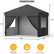 Load image into Gallery viewer, Pop Up Canopy with 4 Sidewalls, Beach Tent with One Push Setup, Outdoor Instant Tent with Wheeled Carry Bag, Portable Gazebo Shelter for Patio Deck Garden and Beach, 10x10 FT Canopy Cover
