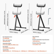 Load image into Gallery viewer, SucceBuy Roller Stand 135lbs/250lbs LBC Adjustable Height with 11.5in Polished Steel Roller Head Woodworking Extension Support - AMOCART
