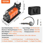 Load image into Gallery viewer, SucceBuy Tire Inflator Compressor 6-10 CFM Heavy Duty Air Compressor Dual-Cylinder 150PSI Air Pump with Adapters for Trucks Car
