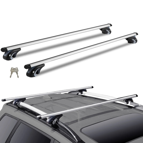 SucceBuy Roof Rack Crossbar Aliuminum Roof Rail Crossbar Baggage Luggage Carrier 200LBS Top Roof Crossbar Silver Black