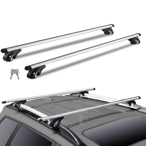Amocart Roof Rack Crossbar Aliuminum Roof Rail Crossbar Baggage Luggage Carrier 200LBS Top Roof Crossbar Silver Black