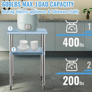 Load image into Gallery viewer, Amocart 24 x 24 in Stainless Steel Kitchen Worktable shelves Commercial Work Bench Table with Caster Wheels for Home Kitchen
