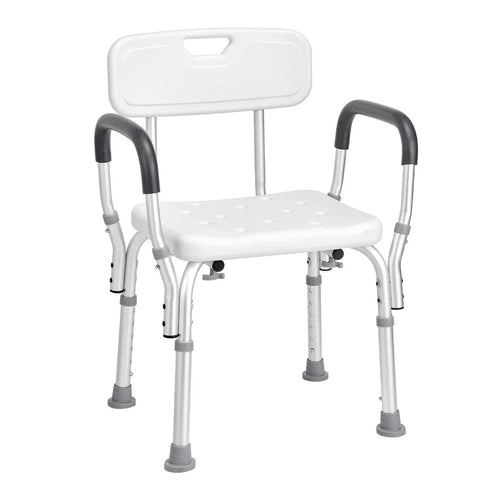 Amocart Shower Chair with Back Adjustable Height for Bathtub Non-slip Bathroom Bench Seat for Elderly Disabled 350 LBS Capacity