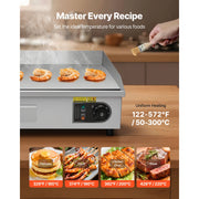 Load image into Gallery viewer, SucceBuy Commercial Electric Griddle 122-570°F Adjustable Stainless Steel Countertop Full Flat with Spatulas Brushes for Steak - AMOCART

