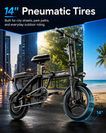 1200W Peak Motor Foldable Ebike, 25 MPH 45 Miles Range, Dual Suspension 14" Tires 3 Speed Modes, Commuter Electric Bike ,Custom