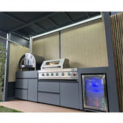 Charger l'image dans la visionneuse de galerie, Cuisine d'extérieur de luxe moderne sur mesure en acier inoxydable 304, barbecues noirs avec toit pour camping, jardin, piscine, usage commercial

