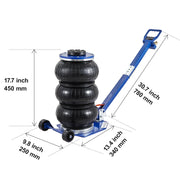 Load image into Gallery viewer, SucceBuy Pneumatic Jack 3 Ton/5 Ton Triple Bag Air Jack Quick Lift Heavy Duty Car Repair Jacks Folding Rod Jacks with Two Wheels
