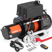 Load image into Gallery viewer, SucceBuy 6000lbs Electric Winch Car Truck Winch with 1/4 in 55 ft Synthetic Rope Wireless/Wired for Towing SUV Jeep Trailer Boat - AMOCART
