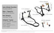 Load image into Gallery viewer, Amocart Motorcycle Stand Lift 850lbs Front Rear Combo Stand Lift Stand Front&amp;Rear Wheel Fork Stand Heavy Duty Rear Wheel Stand
