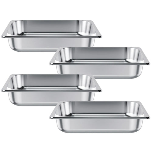 Amocart 2 4 6 Pack Stainless Steam Hotel Pan 1/2 Size Table Steam Pan Anti Jam Restaurant Supplies Rustproof Catering Storage