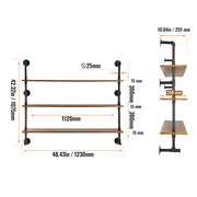 Load image into Gallery viewer, SucceBuy Industrial Pipe Shelf Wall-Mount Floating Rustic Wood Shelves Bracket Storage Rack Sundries Holder for Kitchen Bedroom - AMOCART
