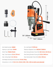 Bild in Galerie-Viewer laden, SucceBuy 1300W/1400W Magnetic Drill Press 2" Electric Drilling Machine 1-Second Quick Release Power Drill

