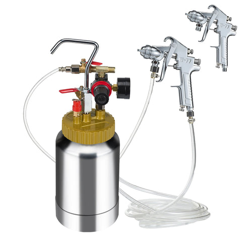 Amocart 2L/0.5gal Spray Paint Pressure Pot Tank Lightweight Air Paint Pressure Pot 1.8mm Nozzle Spray Paint Gun 3m Hoses