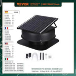 Amocart Solar Attic Fan 40W 1230 CFM Large Air Flow Solar Roof Vent Low Noise and Weatherproof with Smart Adapter for Home