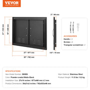 Load image into Gallery viewer, SucceBuy BBQ Access Door Double Outdoor Kitchen Door Wall Vertical Door with Handles and Ventss for BBQ Island Grilling Station
