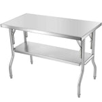 Amocart Folding Commercial Prep Table Commercial Worktable Workstation with Undershelf Folding Table for Home Kitchen