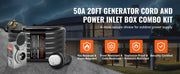 Charger l'image dans la visionneuse de galerie, Amocart 50Amp Generator Cord &amp; Power Inlet Box Kit NEMA 14-50P/SS2-50R STW 6/3+8/1 AWG Power Cord with Lock Connector for RV
