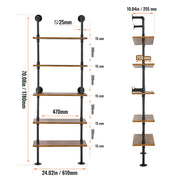 Load image into Gallery viewer, SucceBuy Industrial Pipe Shelf Wall-Mount Floating Rustic Wood Shelves Bracket Storage Rack Sundries Holder for Kitchen Bedroom - AMOCART
