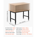SucceBuy Adjustable Workbench 1500 lbs 48 x 24 Inch Oak Wood Top Workbench Hardwood Worktable for Garage Workshop Home Office