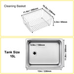 Amocart 15L Ultrasonic Cleaner Lave-Dishes Portable Washing Machine with Digital Timer Ultrasound Home Jewelry Clean Appliances