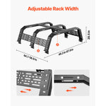 SucceBuy Overland Truck Bed Rack 49.2-67.9 in Width  Rack w/ Sidebar 900 lbs Static Capacity Duty Steel  w/Tacoma/Gladiator JT