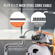 Load image into Gallery viewer, Amocart Drain Cleaner Machine 75FT/100FT 1/2 Inch Auto Feed Sewer Snake Drain Auger with Wheels Portable Drain Cleaning Machine
