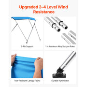 Load image into Gallery viewer, SucceBuy 3 Bow Boat Bimini Tops 600D Polyester Canopy with Aluminum Alloy Frame Waterproof Sun Shade Awning Canopy Fit for Boat
