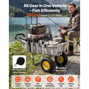 Load image into Gallery viewer, SucceBuy 200 lbs Foldable Beach Fishing Cart with Aluminum Alloy Frame 13in Tires &amp; 8 Rod Holders for Outdoor Camping Picnic - AMOCART
