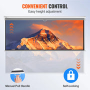 Load image into Gallery viewer, Amocart Manual Pull Down Projector Screen 100 inch 16:9 4K 1080 HD Retractable Projector Screen for Family Home Office Theater
