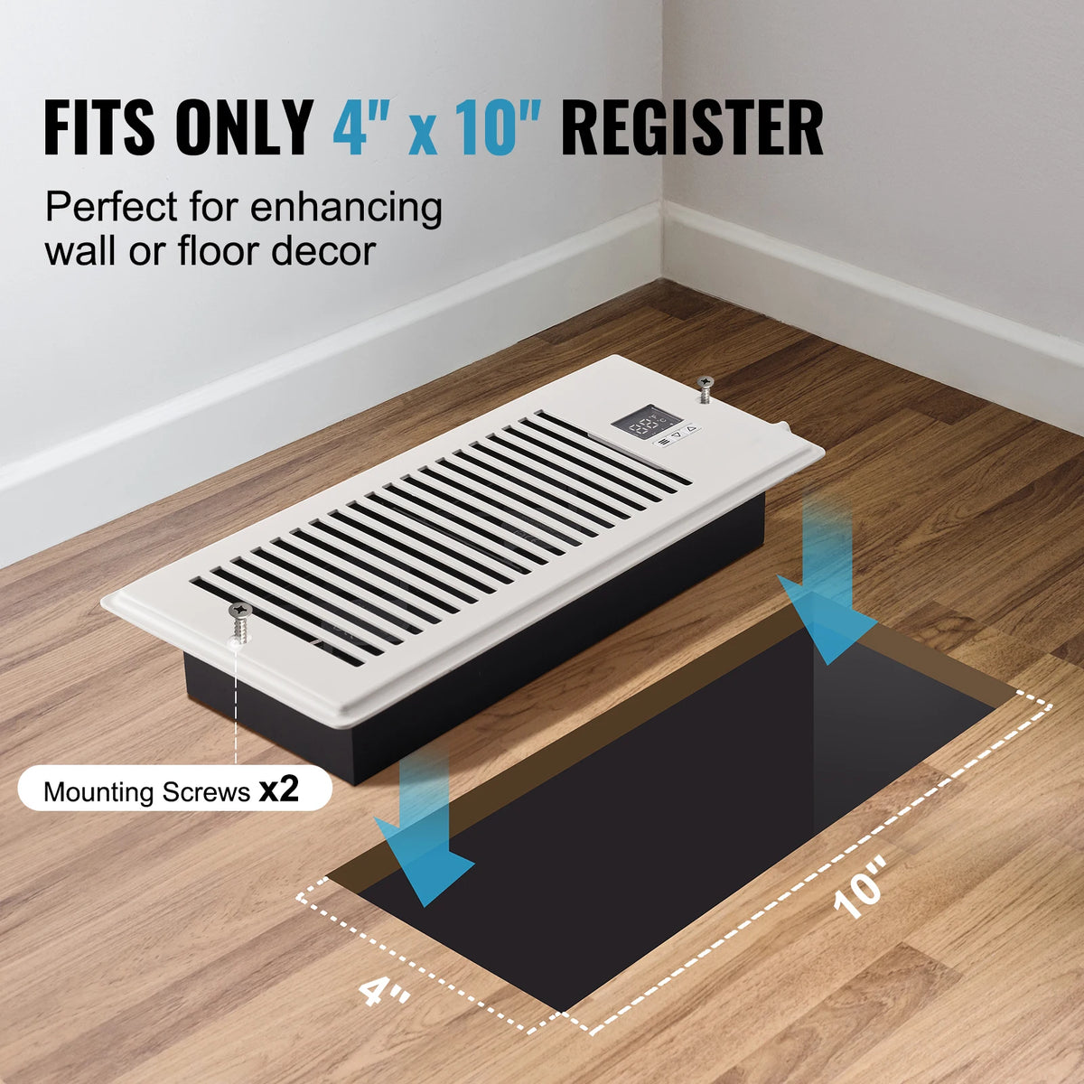 SucceBuy Booster Fan 4x12in Duct Fan 100CFM 10 Adjustable Speeds with LCD Smart Controller for Wall and Floor Amocart