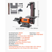 Charger l'image dans la visionneuse de galerie, Amocart 6in Disc Sander &amp; 2in x 42in Belt Sander 420W Bench Belt Disc Sanders Combo for DIY Woodworking Furniture Refinishing
