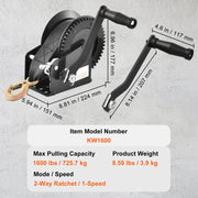 Load image into Gallery viewer, Amocart Hand Winch Boat Trailer Winch Heavy Duty Rope Crank Polyester Strap &amp; Two-Way Ratchet Manual Operated Hand Crank Winch
