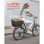 Bild in Galerie-Viewer laden, SucceBuy Rear Bike Basket Wire Mesh Bicycle Basket with Waterproof Cover Durable Metal Bike Back Basket Fits Most Rear Bike Rack
