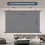 XIAOHUI Anti-light Thick HD Projector Screen 16:9 No-hole Wall-mounted Home Projection Screen 60/72/84/92/100/110/120/133inch