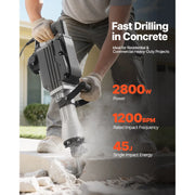 Load image into Gallery viewer, SucceBuy Demolition Jack Hammer 2800 W Powerful Electric Jackhammer 1200 BPM Concrete Breaker with Carrying Case Gloves
