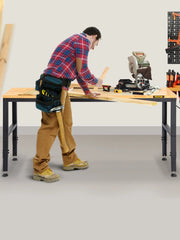 Bild in Galerie-Viewer laden, Amocart 2000 lbs Adjustable Garage Workbench 48/61" L x 20" W Work Table with 28.3"-38.1" Height &amp; Hardwood Top for Office Home

