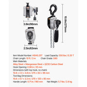 Load image into Gallery viewer, Amocart 0.5T/0.25T Manual Lever Chain Hoist 5/10/20 FT Lift G80 Alloy Steel Chain With Dual Pawl Mechanical Brake for Warehouse
