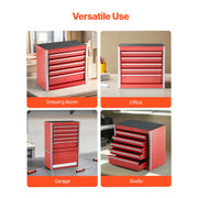 Load image into Gallery viewer, SucceBuy 5-Drawer 8.6in Metal Tool Box Red/Black Portable Small Tool Chest with PP Feet Pads for Garage Workshop Tools Storage

