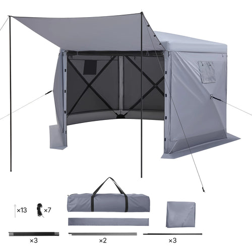 SucceBuy Pop up Gazebo Screen Tent Large Camping Canopy Tent with Removable Top & Carry Bag Quick-Set & Bite-Proof for Backyard