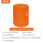 Amocart 220ft Dual-Weave Polyester Rope 48-Strand Outdoor Accessories Emergency Cord for Camping Swinging Rappelling Rescue