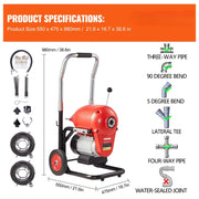 Bild in Galerie-Viewer laden, Amocart Drain Cleaner Machine 120FT 6/5 Inch 1100W Electric Sewer Snake Auger Manual Feed CW/CCW Control Pipe Cleaning Machine
