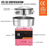 Load image into Gallery viewer, Amocart Electric Cotton Candy Machine Commercial Floss Maker with Stainless Steel Bowl Sugar Scoop Drawer for Birthday Party
